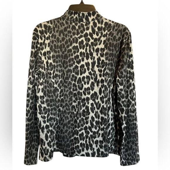 Chico's Black Gray Animal Leopard Print Full Zip Blazer Jacket Sz 2 NWT - Picture 2 of 8